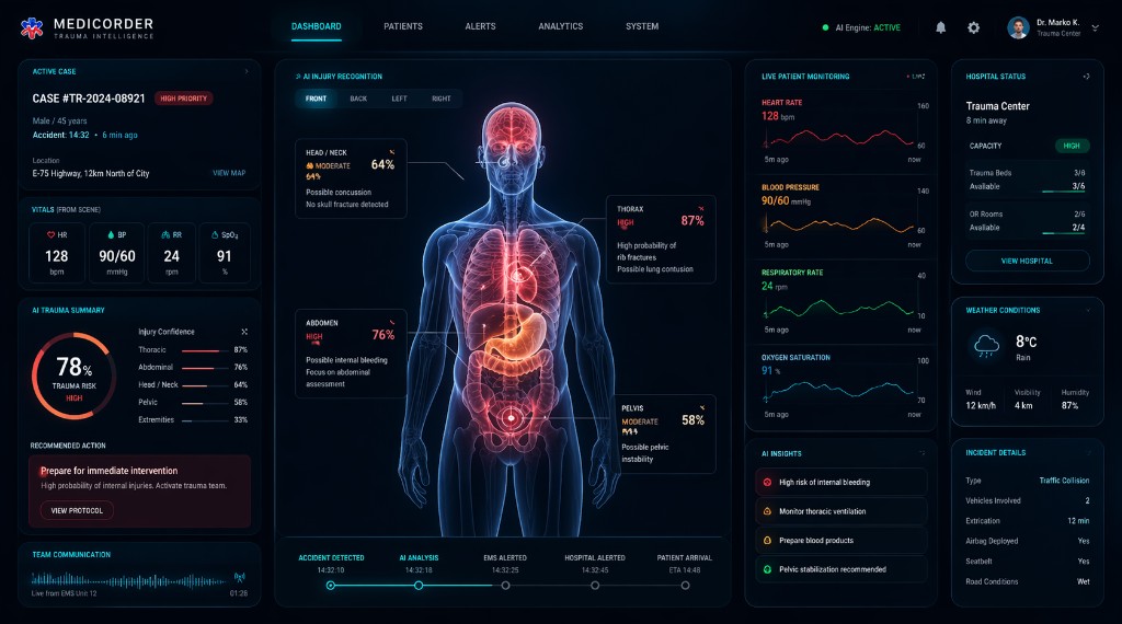 Panoramic Medicorder trauma intelligence dashboard interface